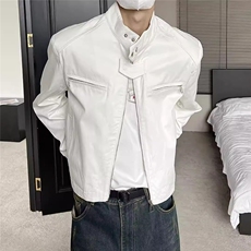 黑色垫肩夹克男款春秋痞帅机车服cleanfit美式男生外套W6800-P59，男装夹克，星座412-3