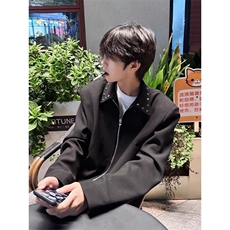 黑色短款垫肩外套高级感美式行政夹克JK6634特P65，男装夹克，星座908-1