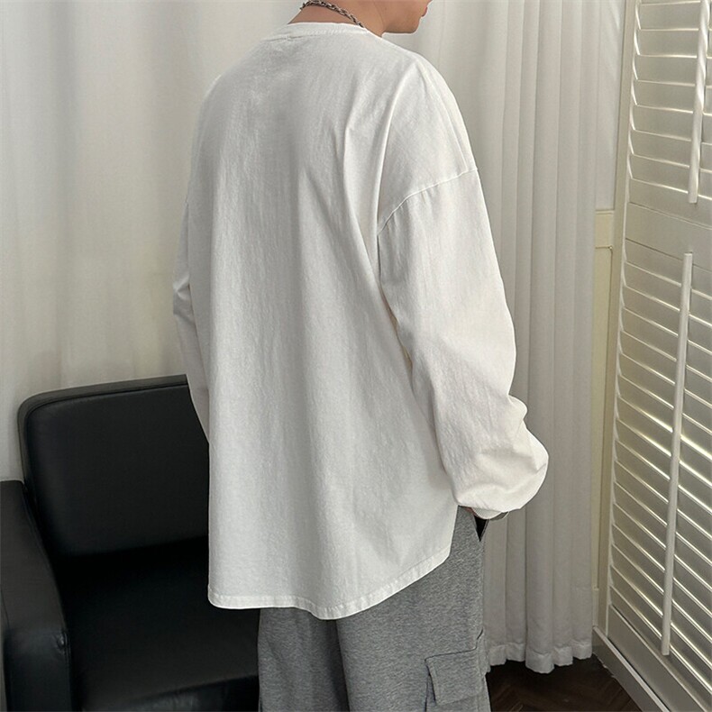 2025现货纯棉长袖T恤设计感宽松休闲打底上衣A351-AT2527-P55,男装T恤,电商A351