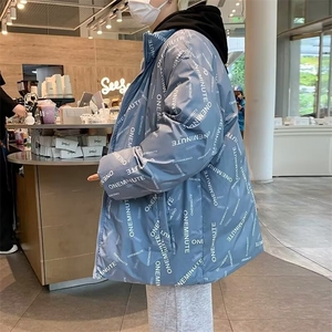 双面穿棉服男女韩版潮流宽松字母保暖2024冬ins外套棉衣MF259-P66图片