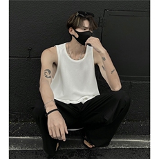 黑墙2025夏季宽松坑条无袖T恤港风夏装大码背心男装坎肩S409-特17，男装背心/马甲，电商A233-1
