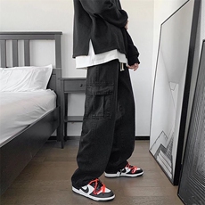 港风复古宽松直筒牛仔裤男街头阔腿裤休闲百搭NK437，男装牛仔裤，星座1116A-1（原606A）