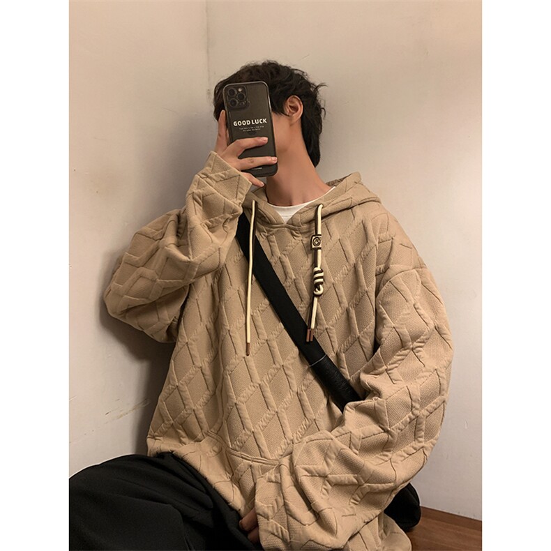 703-W329-P68秋冬立体菱形花纹休闲连帽卫衣,男装卫衣,星座703
