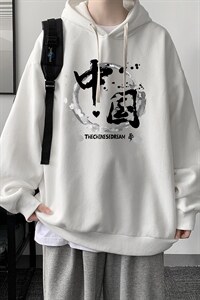 WY2134-P35 纯棉连帽卫衣男大码运动帽衫宽松薄外套男图片