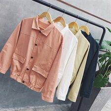 204-JK01-P45茄克衫2021春秋纯色落肩夹克百搭外套跑量白xc日系，男装夹克，星座204