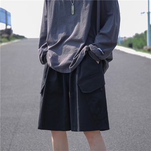夏季ins潮流宽松阔腿裤潮牌日系休闲五分裤工装短裤男 K5994-P32图片