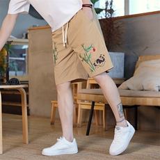 风大刺绣短裤男中式休闲百搭五分裤沙滩裤XZ310B-3-DK1903-P27，男装牛仔裤，星座310B-3