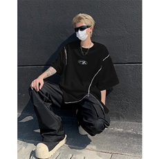 男装不规则解构拉链短袖T恤24夏季新款圆领上衣XZ514-2-20248-P58，男装T恤，星座514-2(原B239)