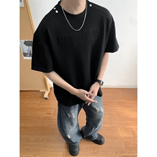 美式复古潮牌短袖t恤男夏季新款重磅宽松圆领半袖体恤T0227-P40，男装T恤，星座308B-1