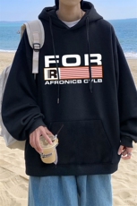 ！秋季重磅宽松大码港风FOR英文印花连帽卫衣LW124-特p35，男装卫衣，星座508（原C305）