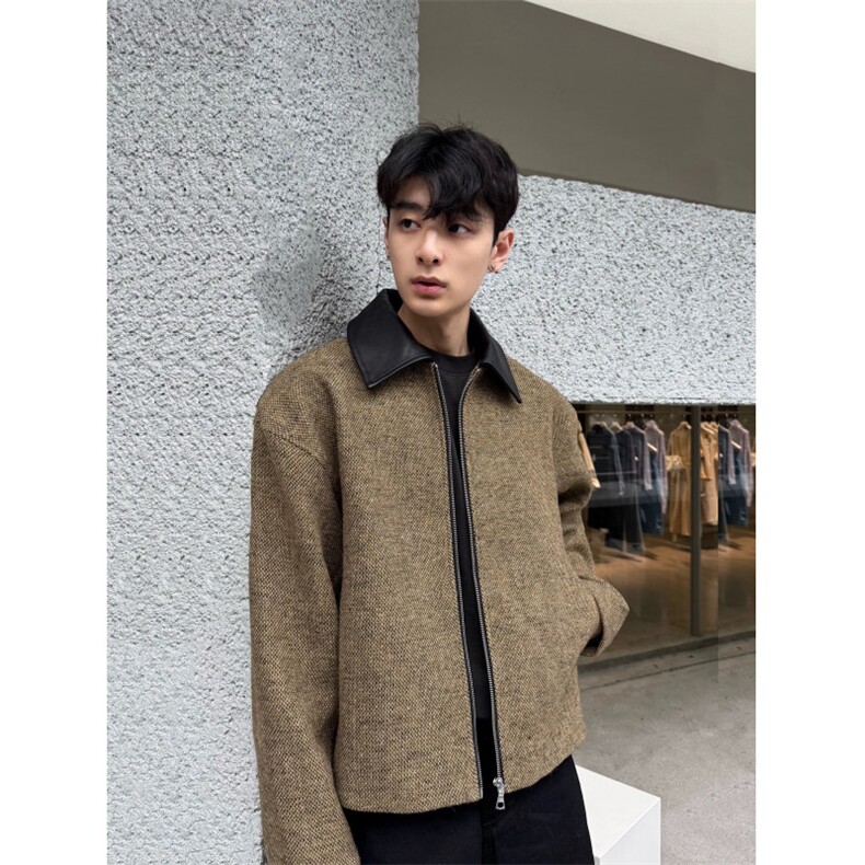 706-1-FF823-P108现货春季多尼戈尔羊毛花呢结构夹克短款外套，男装夹克，星座706-1