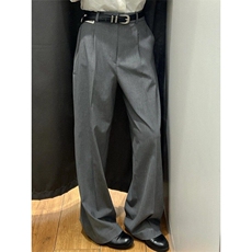 老钱风灰色西装裤子夏季2025年薄款极简高腰阔腿裤K06001P50，男装西裤，星座1004（原星座815-3）