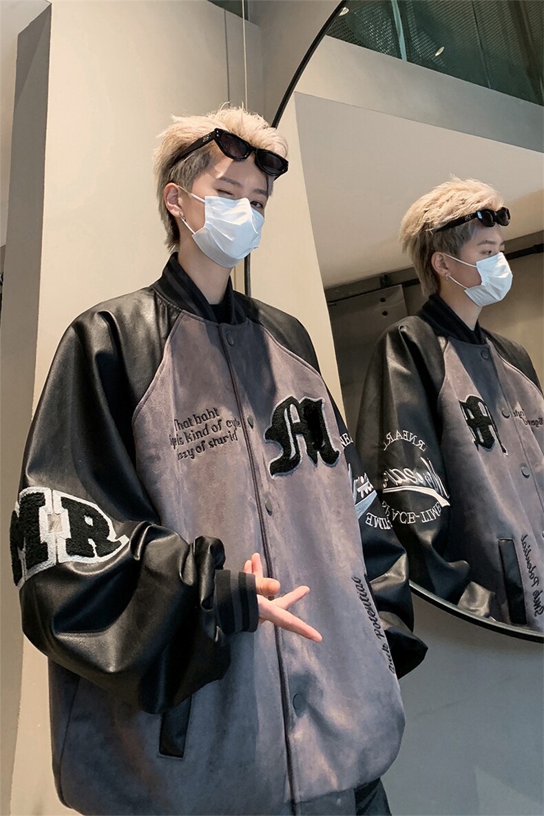 拼接撞色夹克男秋季美式宽松休闲棒球服外套XZ514-2-24233-P128,男装夹克,星座514-2(原B239)