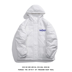 白鸭绒白底22冬季潮流字母印花加厚连帽羽绒服YR176P195控258，男装羽绒服，电商A247-1