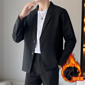 ins休闲西服男韩版潮流痞帅气长袖加绒小西装港风潮牌单西外套图片