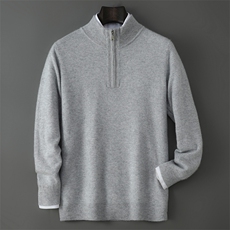 2025年秋季羊毛套头半高拉链时尚百搭通勤，男装羊毛衫，千国羊绒