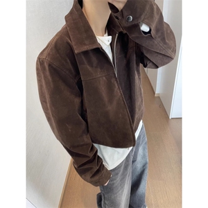 美式复古机车夹克外套男女潮牌痞帅鹿皮绒夹克潮流513JK3516P65