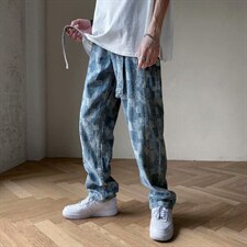 秋季牛仔裤男宽松直筒阔腿休闲潮流百搭长裤中性拖地裤潮G280-P55图片