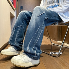 XZ616秋季新款水洗渐变扎染打褶复古牛仔长裤TY1078特P40控78，男装休闲裤，星座512A（原616）