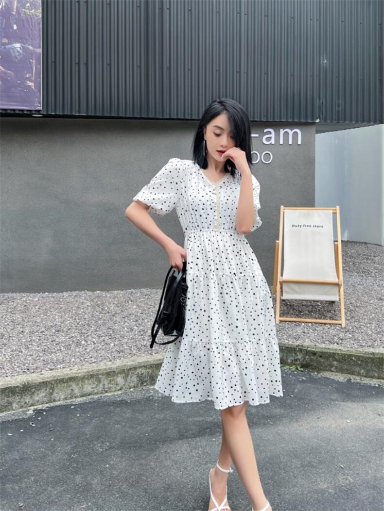 波点连衣裙，女装连衣裙，天使公主