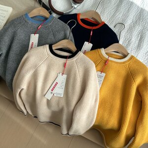 时尚气质圆领长袖百搭简约儿童针织衫图片