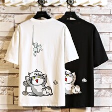 2021夏季新白砖墙日系大码男已注册卡通印花短袖T恤T1055-P25，男装T恤，电商A001