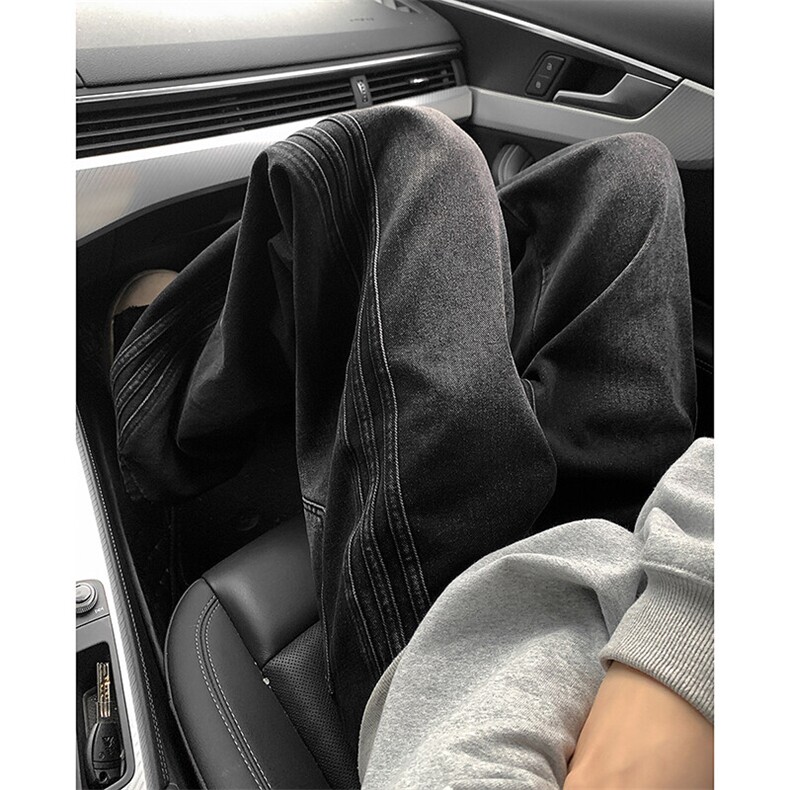 直筒牛仔裤男美式潮牌做旧侧边条纹阔腿裤子复古工装裤TS118-P45,男装牛仔裤,星座610（原A335）