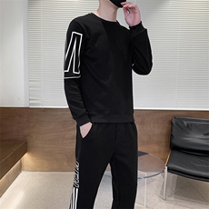 秋冬新款时尚套装运动圆领潮牌弹力卫衣卫裤大码宽松套装外套外贸，男装休闲套装，星座301D-5(原星座1415）