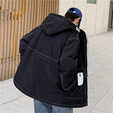 反光贴标冬季男工装辑明线连帽羽绒棉服A338-1MY87P135控158，男装棉衣，电商D325