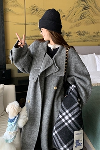 【有大货】宽松长款双面呢立领大衣外套女2C372-9067-P315控458图片