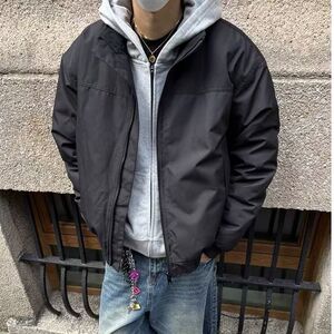宽松型棒球服美式复古外套男春秋款小众飞行员工装夹克长袖潮翻领图片