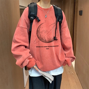 ！2023秋冬新款男士水洗圆领卫衣纯棉学生上衣WYS110P45图片