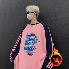 抖音得物供货提供视频秋冬重磅美式宽松织带圆领卫衣07159，男装卫衣，电商A486