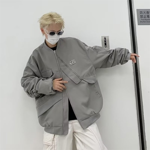 美式街头复古设计感飞行服外套女春秋宽松不规则工装夹克男 JK185图片