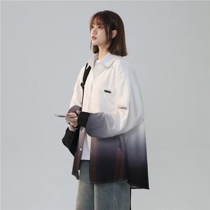 XZ-230-1CS236新简约中性风宽松百搭扎染渐变休闲长袖衬衫P50控68图片