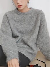 新款秋季针织纯色套头衫时尚百搭休闲风女，女装针织衫/毛衣，恩泰羊绒