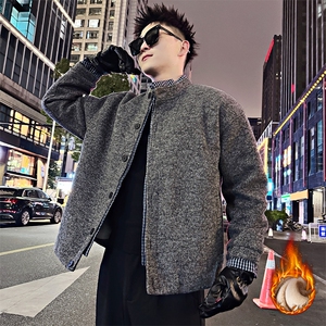 B45/P148控188假两件冬季加厚棉服百搭拼接时尚外套轻奢男装上衣2图片