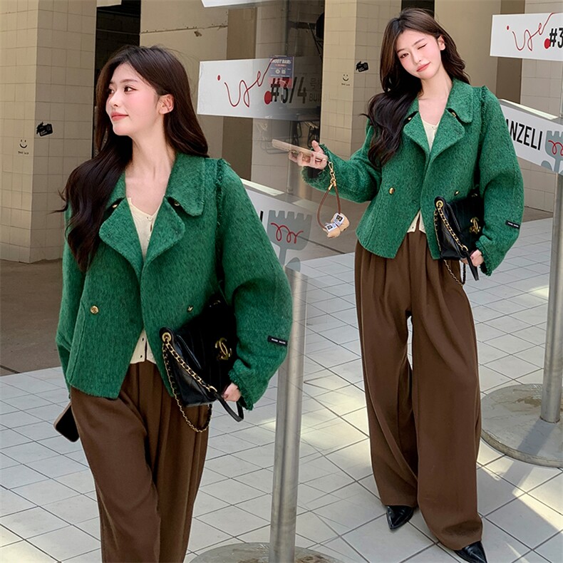 现货新款双面羊毛呢流苏宽松毛呢外套，女装双面呢大衣，丝露依尚（原SL）