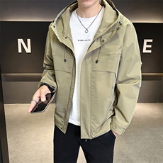 新款户外休闲冲锋衣连帽外套男士潮牌工装美式多口袋夹克2522-P60，男装夹克，星座1403B