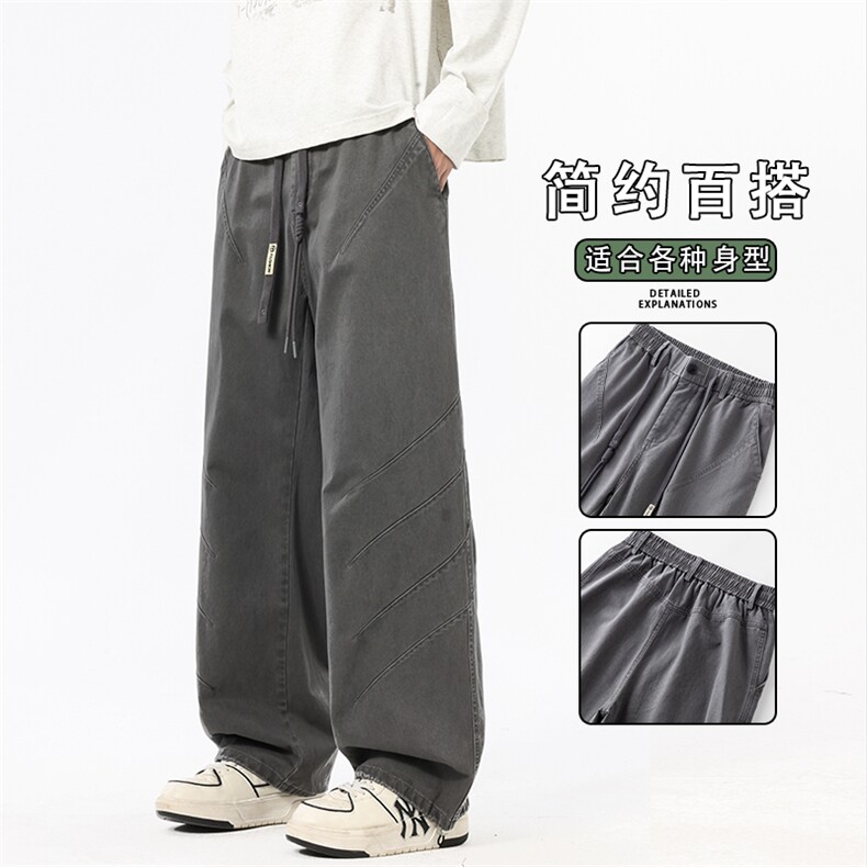 纯棉宽松直筒休闲裤男2025秋季新款垂感阔腿工装裤K6651-P60,男装工装外套,星座610（原A335）