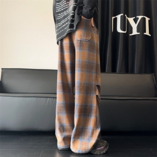 2024秋季新款内景大码美式呢料格子裤M-5XHK24910-特P30，男装休闲裤，电商A022