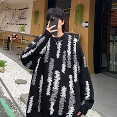 韩系秋冬新款潮牌街头撞色宽松慵懒毛线针织衫圆领百搭7107-P46，男装针织衫/毛衣，星座1109-3
