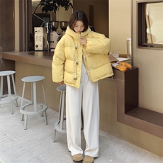 奶甜系连帽羽绒棉服女2024冬季新款韩系减龄小个子加厚短款面包服，女装棉衣/棉服，2C037