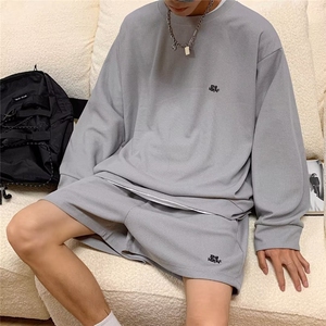 男潮流休闲套装宽松华夫格280克套装QTZ04P40图片