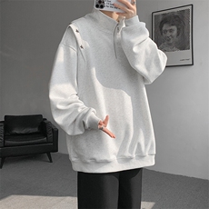 8XL-M星星铆钉半拉链卫衣大码重磅痞帅高街小众立领外套WY5109P58，男装卫衣，电商B238