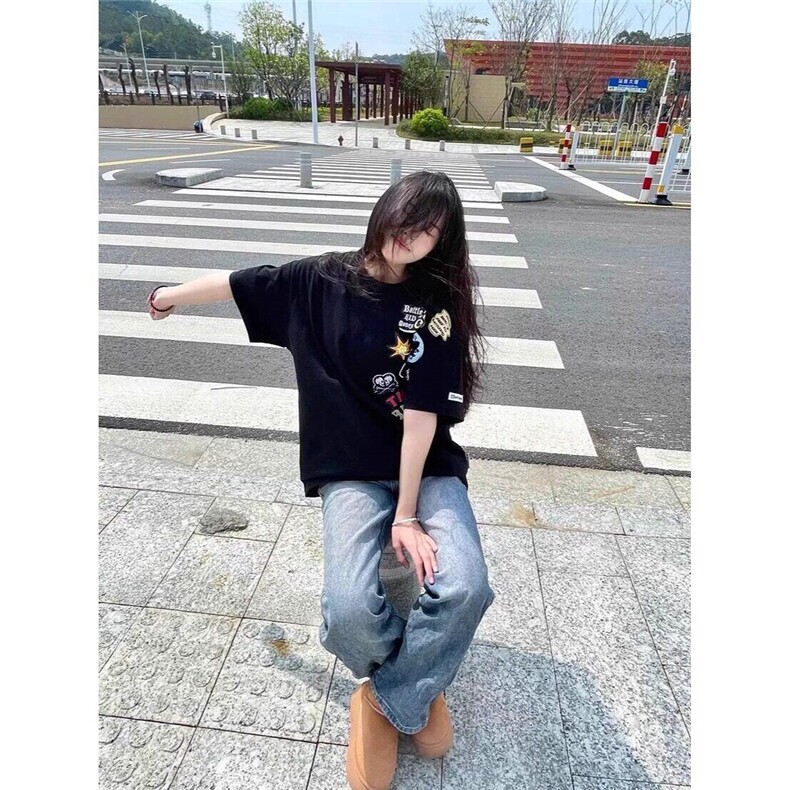 美式复古潮牌涂鸦刺绣短袖T恤男女夏季情侣宽松teeWLT6054-p40,男装T恤,星座1008