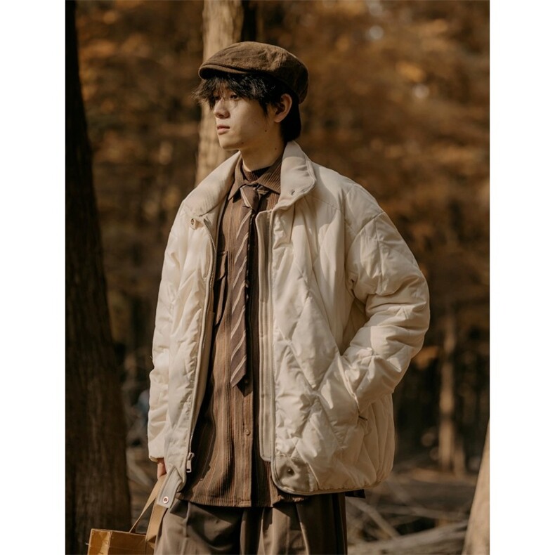 网图菱形格工装棉服户外山系宽松保暖棉衣外套A025-QY1012-P65,男装棉衣,电商A025