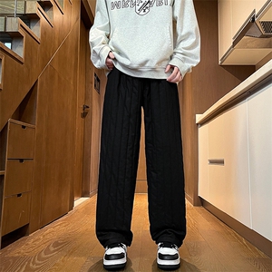 8XL-M 加厚夹棉保暖长裤棉麻绗缝竖格休闲裤加棉棉裤K9111P68控88图片
