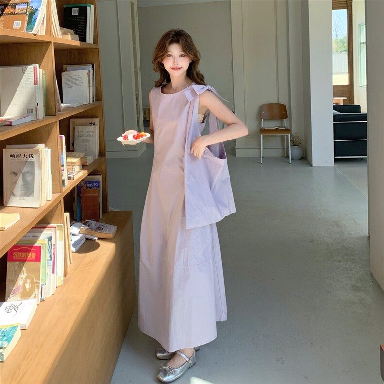 法式气质无袖紫色连衣裙女夏2025新款绝美大方得体流行超好看长裙,女装连衣裙,2C216