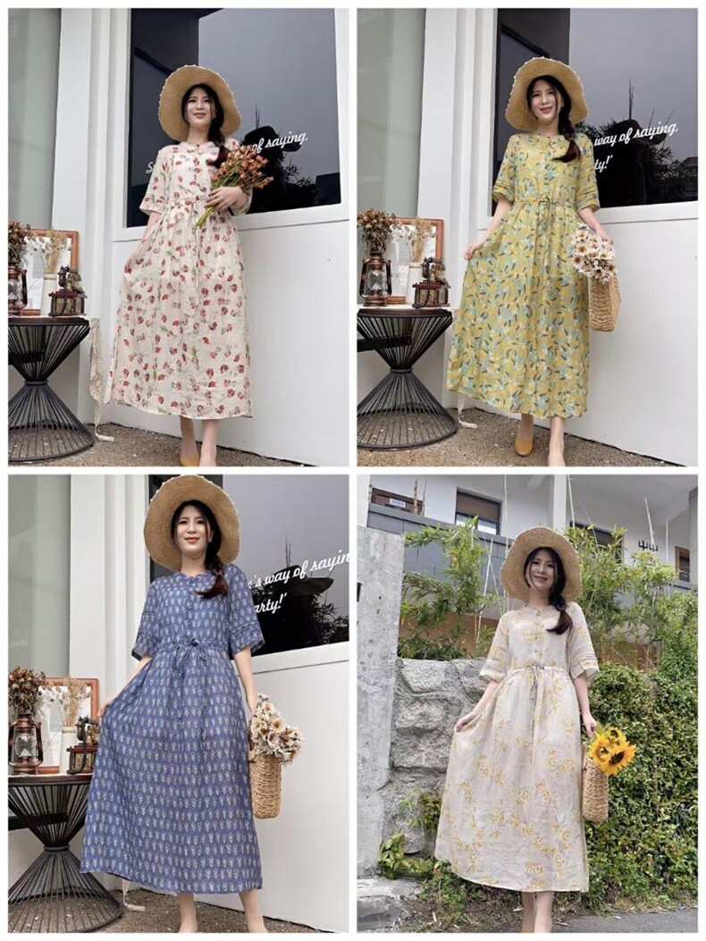 纯苎连衣裙小衫裤子裙子衬衣 时尚风 风淑女风休闲风，女装连衣裙，川哲